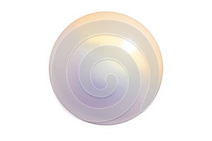 Realistic single shiny natural rainbow sea pearl with light effects isolated on white background. Spherical beautiful orb with