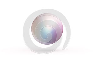 Realistic single shiny natural rainbow sea pearl with light effects isolated on white background. Spherical beautiful orb with