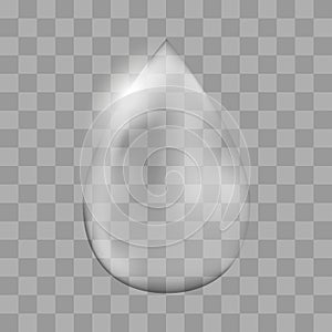 Realistic single water drop isolated on white vector