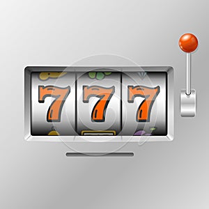 Realistic Slot Machine with Handle One Arm. Vector