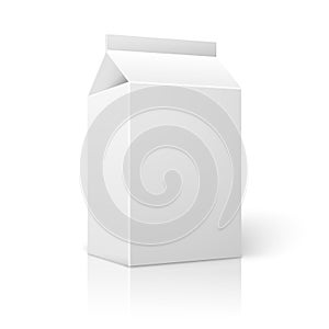 Realistic small white blank paper package for milk