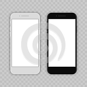 Realistic smartphone. Flat cartoon design, vector illustration on background.