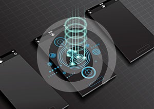 Realistic smartphone mock up and portrait scanning on screen