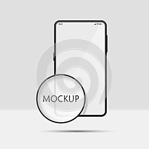 Realistic smartphone mockup isolated on a light background.