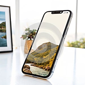 Smartphone mockup isolated on white background