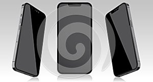 Realistic smartphone mockup. mobile phone vector with blank black screen.