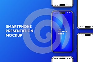 Realistic Smartphone Presentation Mockup. Device UI, UX mockup. Presentation template. Mobile phone frame with blank