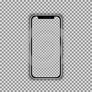 Realistic smartphone screen template isolated on transparent background. Front view mockup.