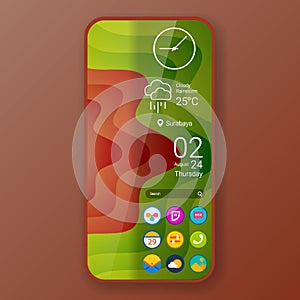 Realistic smartphone user interface widget elegant theme design
