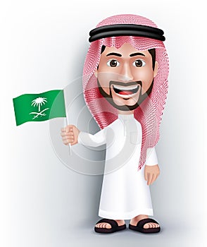 Realistic Smiling Handsome Saudi Arab Man Character