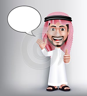 Realistic Smiling Handsome Saudi Arab Man Character