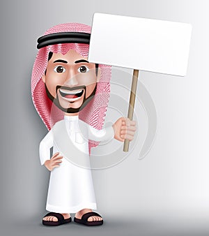 Realistic Smiling Handsome Saudi Arab Man Character