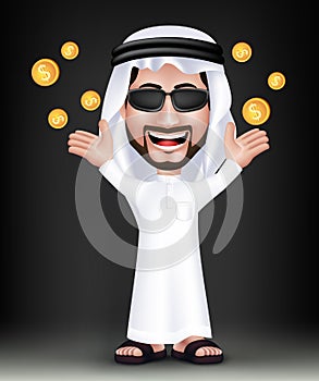 Realistic Smiling Handsome Saudi Arab Man Character