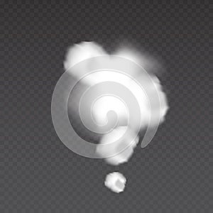 Realistic smoke bomb on transparent background. Explosion steam. Fog texture.