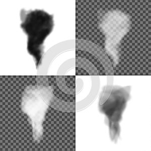 Realistic smoke vector on transparent and white background