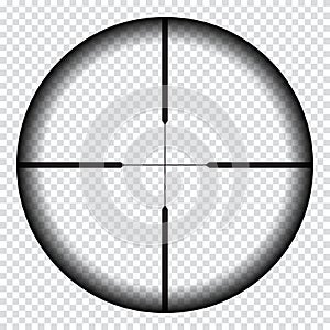 Realistic sniper sight with measurement marks. Sniper scope template isolated on transparent background.