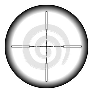 Realistic sniper sight with measurement marks. Sniper scope template isolated on transparent background.