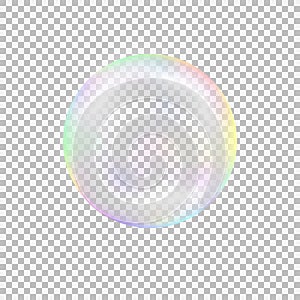 Realistic soap bubble with rainbow reflection