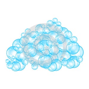 Realistic soap bubbles set isolated on the white background. vector Illustration