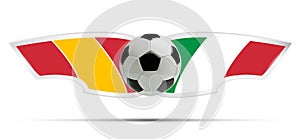 Realistic soccer ball or football on Itali and Spain flag background. Vector illustration.