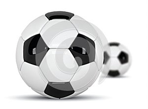 Realistic soccer balls or football ball on white background. set of three 3d Style vector Ball isolated on white