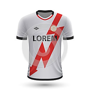 Realistic soccer shirt Rayo Vallecano 2022, jersey template for photo