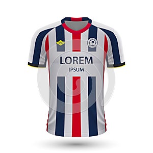 Realistic soccer shirt Willem 2022, jersey template for football