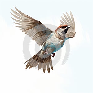 Realistic Sparrow In Flight: Hyper-detailed Rendering Inspired By Travis Charest