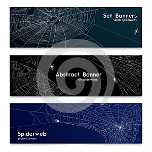 Realistic Spider Web Cobweb Banners