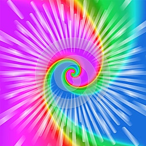 Realistic spiral tie-dye vector illustration