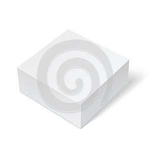 Realistic square White paper Package Box. Mockup Vector illustration.