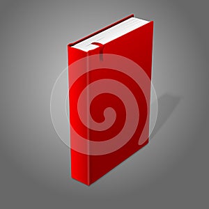 Realistic standing red blank hardcover book with