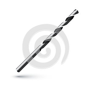 Realistic steel Drill Bit. Icon of drill. Vector illustration  on white background