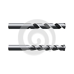 Realistic steel Drill Bits. Vector illustration  on white background