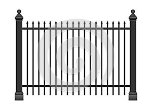 Realistic steel fence vector illustration isolated on white