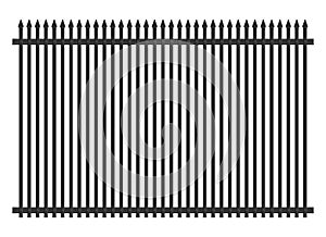 Realistic steel fence vector illustration isolated on white