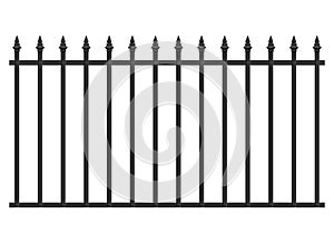 Realistic steel fence vector illustration isolated on white