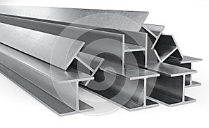 Realistic steel I-beam isolated on the white background. 3d rendering