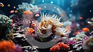 Realistic Still Lifes: Corals With Fish In Dramatic Lighting