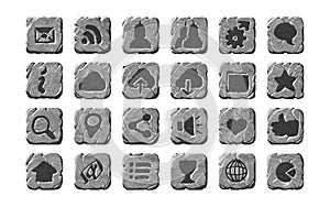 Realistic stone icons and buttons.
