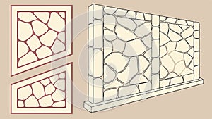 Realistic stone wall textures, versatile for architectural and rustic designs, vector design Generative AI