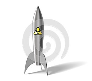 Realistic stylized missile with nuclear weapons