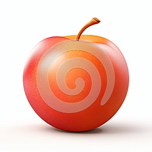 Realistic And Stylized Orange Apple With Distinctive Character Design