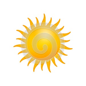 Realistic sun icon for weather design on white background. Vector stock illustration