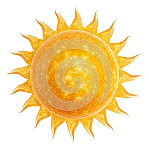 Realistic sun isolated on white background