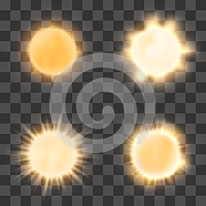 Realistic sun on transparent background