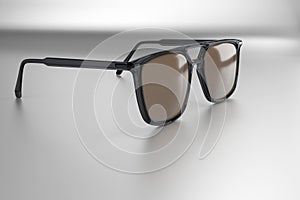 Realistic sunglasses isolated on white background. Trendy unisex eyeglasses for summer sunshine. 3d rendering