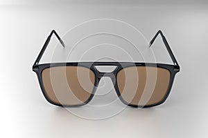 Realistic sunglasses isolated on white background. Trendy unisex eyeglasses for summer sunshine. 3d rendering