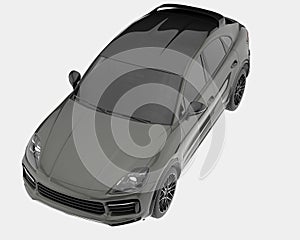 Realistic SUV car isolated on background. 3d rendering - illustration