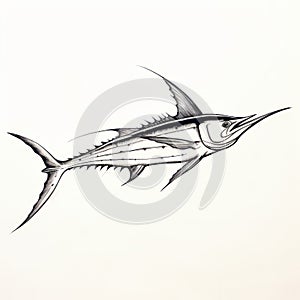 Hand Drawn Marlin Fish Art In The Style Of Justin Gaffrey photo